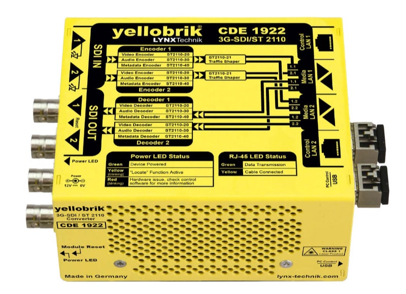 lynx technik yellobrik CDE 1922 SD to SMPTE 2110 IP gateway